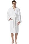 Arus Men's Short Kimono Bathrobe Turkish Cotton Terry Cloth Robe (M,White)