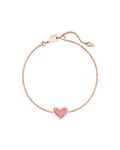 Kendra Scott Ari Heart Link Chain Bracelet for Women, Fashion Jewelry, 14k Rose Gold-Plated, Pink Drusy