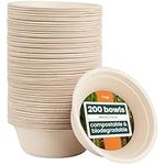 HAAGO - Premium Paper Bowls Biodegradable Sugarcane Bagasse Party Bowls for Salad, Soup, Snacks, Desserts - Eco-Friendly and Compostable (200, 500 ml)