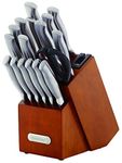 Farberware 5190024 18-Piece Forged Stainless Steel Knife Set with Built-in Edgekeeper Knife Sharpener