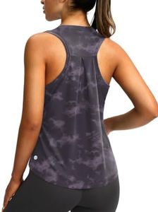 G Gradual Women's Workout Tops Racerback Athletic Tank Tops Sleeveless Loose Fit Yoga Running Gym Shirts for Women (Midnight Purple Tie Dye,M)