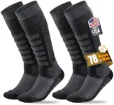SAMSOX 2-Pair Merino Wool Ski Socks, Black S