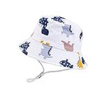 PythJooh Baby UPF 50+ Sun Hat Toddler Summer Sun Protection Bucket Hats Unisex Kid Cartoon Prints Outdoor Beach Bucket Hat with Chin Strap for Girls Boys 1-4Years