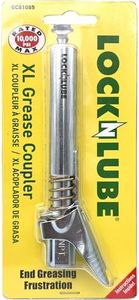 LockNLube Grease Gun Coupler XL - Universal Fit - Extra Reach for Recessed Grease Fittings