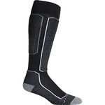 Icebreaker Merino Ski+ Light Men’s Over the Calf Socks, Merino Wool Blend, Soft, Cushioned Knee High Socks for Men with Supported Ankle, Achilles, Instep - Black, Medium