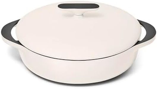 Caraway Enameled Cast Iron Braiser - 3.5 qt Braiser Pan - 3 Layer Enamel Coating - No Seasoning Required - Compatible With All Stovetops - Oven Safe - Free From Forever Chemicals - Cream