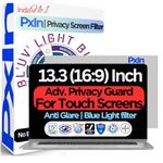 PxIn 13.3 Inch Privacy Screen Filter - NO Eye Strain | Anti-Blue Light + Anti-Glare | No Dry Eyes | Privacy Screen Protector | Touch Screen Enabled