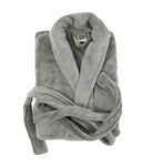 Cotton Bolls Textiles Luxury Plush Microfiber Bath Robe For Women & Men (L, GREY) Shawl Collar Style Bathrobe With Long Sleeves Super Soft Highly Absorbent Fabric