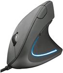 Trust Verto Wired Ergonomic Mouse, Vertical Mouse with LED Illumination, 1000-1600 DPI, 6 Buttons, for Right Hand Users, Computer Mouse for PC and Laptop - Black