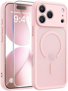 FNTCASE for iPhone 17 Pro Case: Translucent Pink Slim Cases Compatible with MagSafe, Full Camera Protection & Tempered Glass Protector, 14FT Military Grade Drop Tested, Matte Skin-Friendly Cover