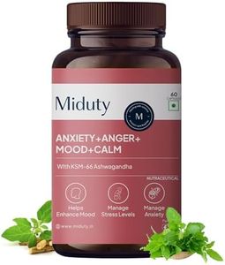 Miduty Anxiety Anger Mood Calm Supplement Helps in Happy Mood & Anti Depressant,Stress Reduce|KSM-66 Ashwagandha Root 800mg with Holy Basil Leaf Extract 200 mg,L Theanine|Non Addictive|60 Capsules