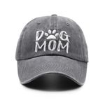 Waldeal Dog Mom Hats for Women, Dog Lovers Gifts, Adjustable Embroidered Paw Baseball Cap, Grey, One Size