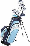 Precise M3 Petite Women's Right Handed Golf Club Set Includes 12* Driver, 3 Wood, 21* Hybrid, 7-9 Cavity Back Irons, Pitching Wedge, Putter, Deluxe Stand Bag & 3 Headcovers, Stylish Lite Blue