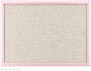 Navaris Framed Linen Bulletin Board - Approx. 58x43cm Fabric Jewelry Organizer Pinboard for Wall Memory Memo Pin Board - Natural Linen with Pink Frame