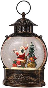 Eldnacele Snow Globe Lighted Christmas Decorations Santa Claus Singing Snow Globe Lantern with Swirling Glitter, Holiday Party Gifts
