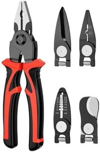 Heavy Duty Pliers, Linesman Pliers, Multifunctional Heavy Duty 5 IN 1 Steel Hand Tool, Plier Interchangeable For Electric Cable Stripping Cutting And Crimping