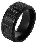 AmDxD Promise Ring for Men Stainless Steel Black Black Tire Shaped Ring Vintage Promise Ring 9MM Width Size V 1/2