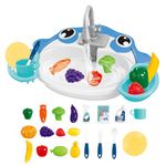 FunBlast Kids Animal Theme Kitchen Sink Play Set with Running Water – Vegetable & Dish Washing Toy Set with Utensils and Faucet for Kids Role Play & Learning