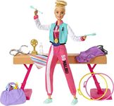 Barbie You Can Be Anything Doll, Gymnast Doll Playset with Blonde Barbie Doll, Balance Beam and 15 Gymnastic Doll Accessories, Toys for Ages 3 and Up, One Barbie Doll, GJM72