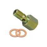 GlowShift Fuel Pressure Banjo Bolt Sensor Thread Adapter for 1994-1998 P7100 12-Valve Dodge Ram 2500 3500 Cummins Diesel - Installs to Fuel Filter Housing - Includes Copper Crush Washers