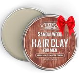 Viking Revolution Sandalwood Hair Clay for Men - Matte Finish Mens Hair Clay - Texturizing Clay Hair Product Men with Jojoba and Vitamin E - Clay Pomade for Men Effortless Hair Styling Cream (2 oz)