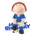 Anniversary House Football Cake Topper Keepsake Set, Blue, 2-Piece Birthday Cake Decorations, Sturdy Resin Topper and Happy Birthday Motto, Football Cake Decorations for Boys, CD102B, 7.5cm (3")