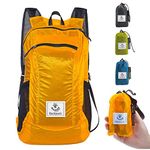 4Monster Water Resistant Foldable Backpack, Packable Hiking Daypack, Ultralight Travel Backpack, Suitable for Outdoor Sports, Camping, Backpacking, Shopping Orange-16L