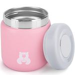 Charcy 17oz Kids Stainless Steel Vacuum Insulated Food Jar, Wide Mouth Leak-Proof Soup Thermo, Container Set for 8h Hot and 6h Cold - Pink