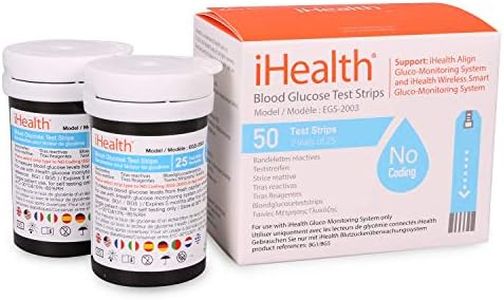 iHealth Blood Glucose Test Strips (50 Count), No Coding Blood Sugar Test, Eligible for FSA Reimbursement, Precision Sugar Measurement for Diabetics, Strips Work Only in iHealth Glucose Meters