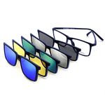 BAUHAUS Magnetic Clip on Sunglasses for Men & Women Polarized UV Protection Retro Square Eyeglasses Fit Over Night Driving