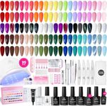 Beetles Gel Nail Polish Kit with U V Light, 99Pcs 55 Colors Gel Polish Kit