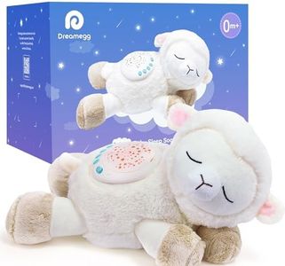 Dreamegg 3-en-1 Dormir Bebe Musical Peluche Oveja, Luz Nocturna Ruido Blanco Bebe con 7 Sonidos Relajantes, Proyector Starlight con 3 Plantillas de Proyector Intercambiables, Regalo para Bebés
