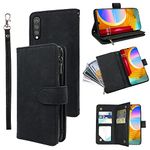 Compatible with LG Velvet 5G/LGVelvet Verizon G5 UW T-Mobile 2020 Wallet Case and Premium Vintage Leather Flip Credit Card Holder Stand Cell Phone Cover for LM G900UM 4G Tmobile Women Men Black