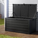 Gardeon Outdoor Storage Box Container Cabinet Bench, 680L Extra Large Lockable Tool Toy Deck Boxes Chest Garden Shed Storages Ottoman Chair Seat Patio Indoor Furniture, with Handles Black