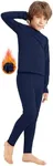 MIVEI Boys Thermal Underwear Set Kids Long Johns Base Layer Winter Top and Bottom Set for Boy Girls Navy Blue