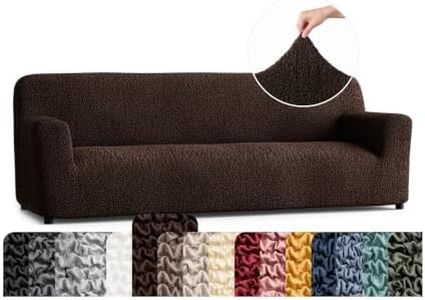 PAULATO BY GA.I.CO. Sofa Slipcover - Stretch Couch Cover - Stylish Cushion Sofa Cover - Soft Fabric Slip Cover - 1-Piece Form Fit Washable Protector for Pet - Microfibra Collection - Dark Brown