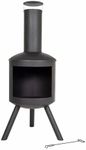 La Hacienda Barola Contemporary Steel Chiminea Patio Heater Outdoor Black