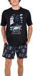 Star Wars Darth Vader Men's Crew Neck Short Sleeve Tee & Lounge Shorts Combo Set-Small Black