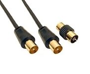 World of Data 2.5m Coax Cable - Shielded (RFI EMI) OFC FREE F-F Coupler - Antenna TV Aerial BLACK