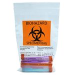 Mantianstar Biohazard Bags 50pcs 6x9in/15x25cm,Specimen Bags with Biohazard Logo Printing, Lab Sample Bag with Pocket Pouch