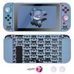 DLseego Protective Case Compatible with Switch Model,Soft Touch Slim Cover Shell with 2PCS Thumb Grip Caps and Elf Balls Charm,Shock Absorption and Anti-scratch,Grey Ghost