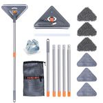 ROKOXIN 85 Inch Wall Cleaner Mop with Long Handle - Baseboard Cleaner Tool Duster for Wall Washer Cleaning Ceiling Window Floor, with Extension Pole 39" to 85", 6 Replacement Microfiber Chenille Pads