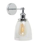 MiniSun Retro Style Polished Chrome Adjustable Knuckle Joint Wall Light with a Clear Glass Shade