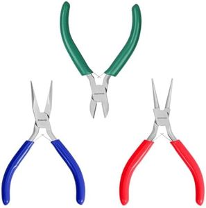 WORKPRO Jewelry Pliers Set, 3 Pack Jewelry Making Tool Kit- Needle Nose Plier/Chain Nose Plier, Round Nose Plier and Wire Cutter for Charm Bracelet, Jewelry Repair, DIY Crafts, Jewelry Making Supplies