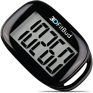 3DFitBud Simple Step Counter Walking 3D Pedometer with Lanyard A420S (Black)