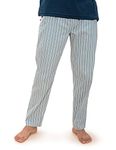 DaMENSCH The Stretch Men's Woven Cotton Tapered Fit Pyjama Pants- Nap Green Stripes- Large