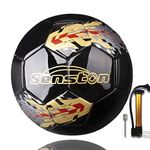 Senston Football Training Ball Size 5 Official Match Football Adults and Junior Kids Soccer Ball Futsal Black Football(Black)