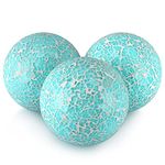 Sanbege Mosaic Balls, Centerpiece Balls 4 Inches, Decorative Orbs Spheres for Bowls, Vases, Dining Table Decor, Pack of 3 (Teal Blue)