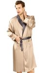 Bella Babe by SK Full Sleeve SATIN ROBE FOR MEN BEIGE -MEDIUM