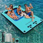 CALOBANA 10ft x 6ft Inflatable Floating Dock, Lake Floats for Adults Floating Raft Water Platform with Detachable Ladder for Lake Boats Beach Ocean